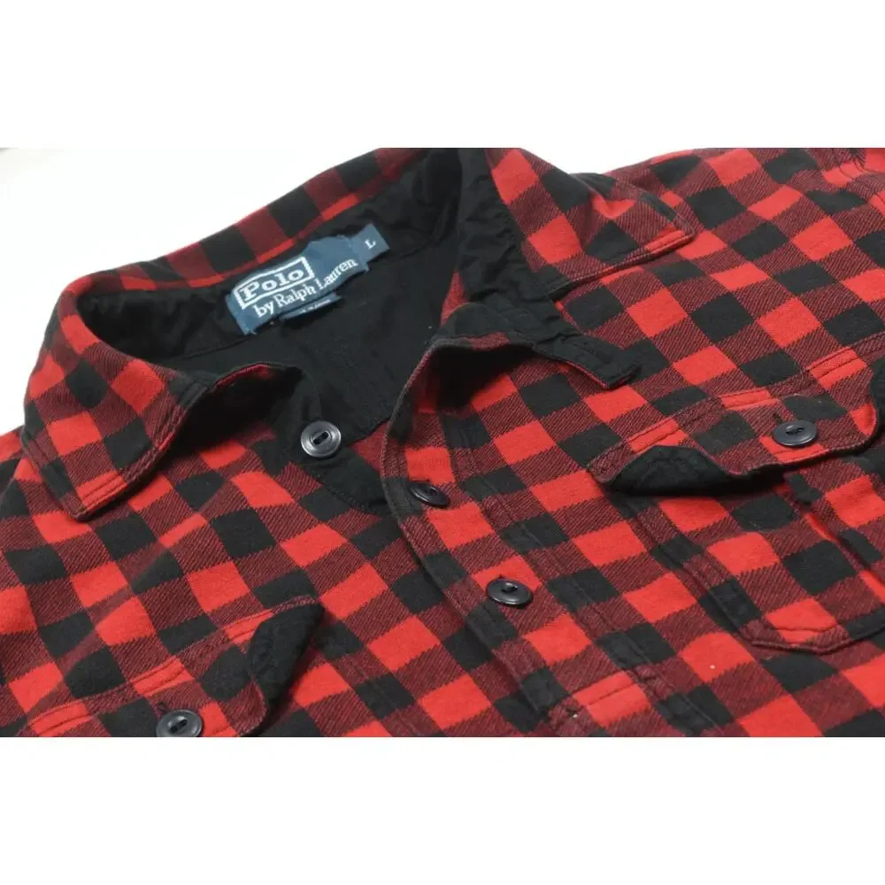 Vintage Polo Ralph Lauren Popover Flannel Work Shirt Mens Large Buffalo Plaid